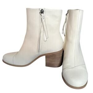 TOMS Light Sand Leather Casual Mid Calf Boot Stacked‎ Heel Women’s Size 8.5